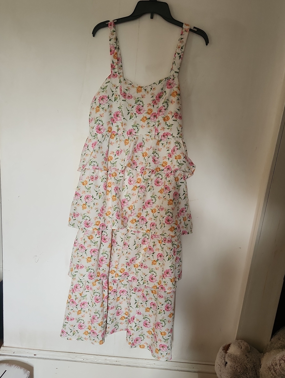 ARULA White Maxi Dress with Pink & Yellow Floral Print